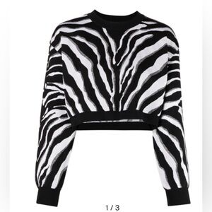 Dolce & Gabbana zebra print metallic threading crew neck long sleeves cropped